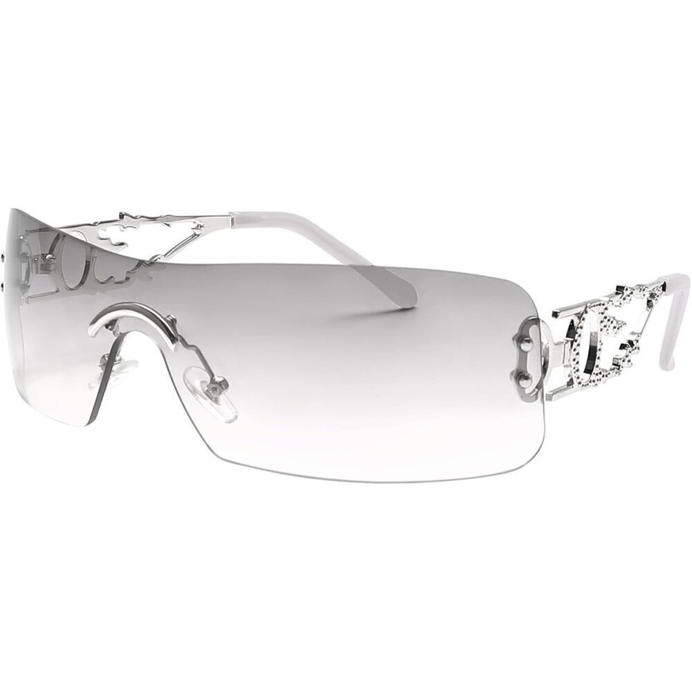 Rimless Y2K Sunglasses Women Men Rectangle Vintage Flame Style UV400